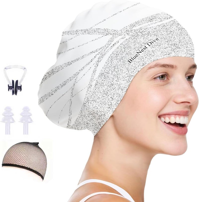 BlueNest Dive Large Silicone Swim Cap Durable Silicone Waterproof Construction with Ultra-Elastic Design Effectively Keeps Hair Dry. Suitable for Long Hair, Curly Hair, and Long Dreadlocks - Image 2